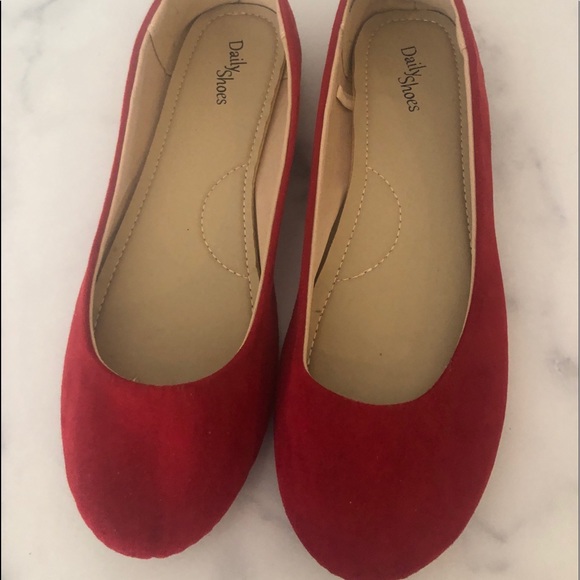 Red Round Toe Walker Flats DailyShoes SanFrancisco - Picture 2 of 5